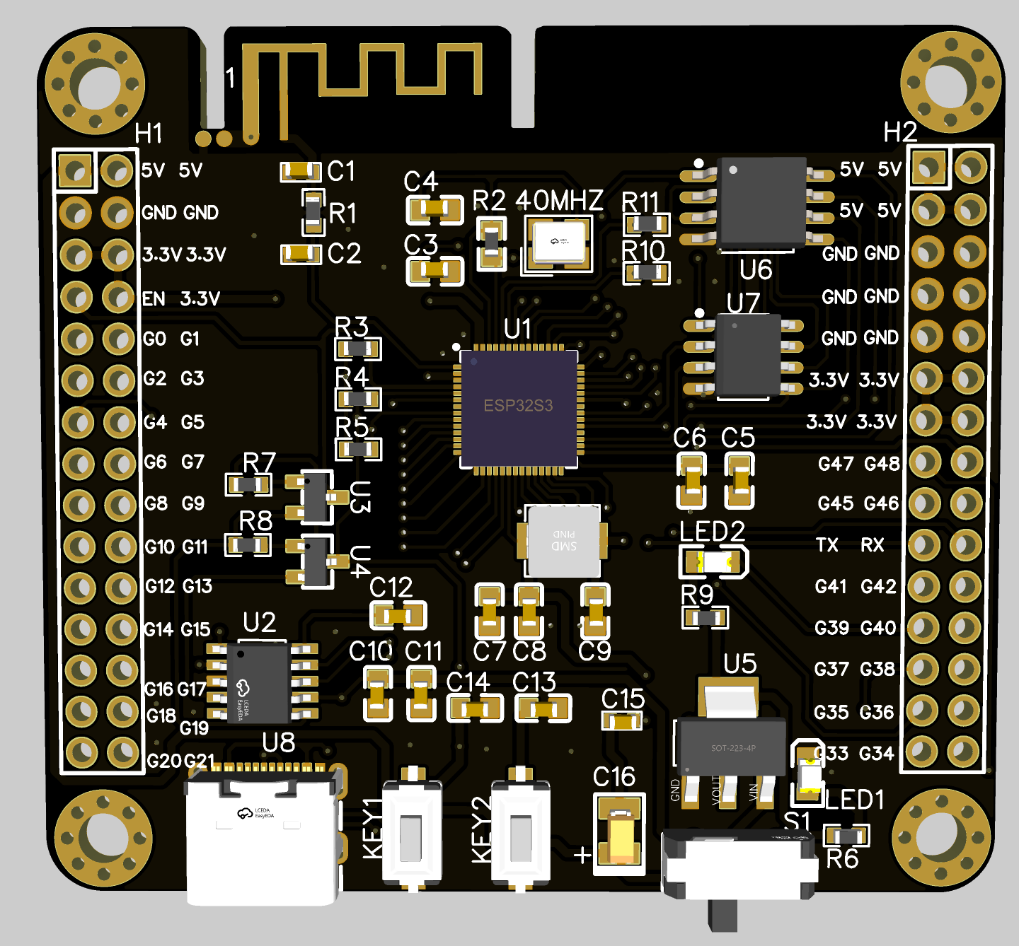 AI 桌面宠物机器人 - ESP32-S3 主控正面