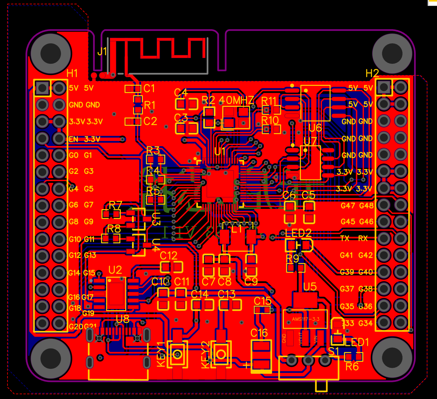 AI 桌面宠物机器人 - ESP32-S3 主控 PCB Layout